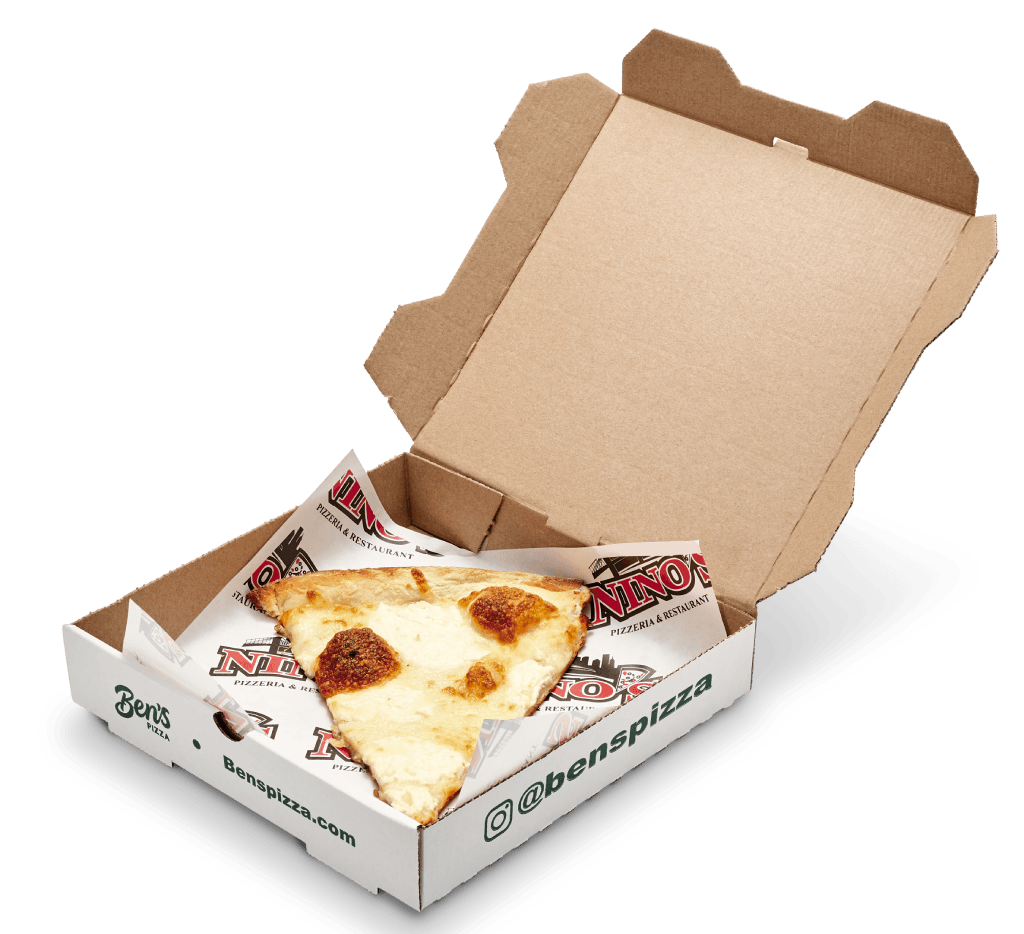 Stack of custom printed Avco pizza boxes